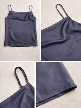 Dress Forum Navy Satin-Look Cami with Slim Straps